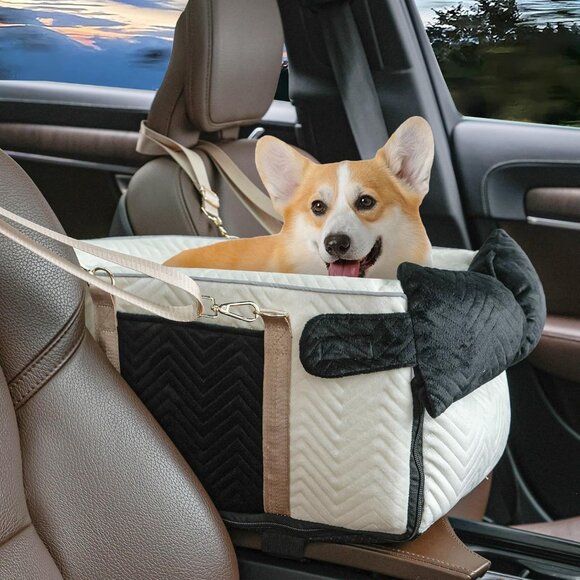 Dog Car Seat for Small Dogs Adjustable Portable Center Console - Picture 1 of 8